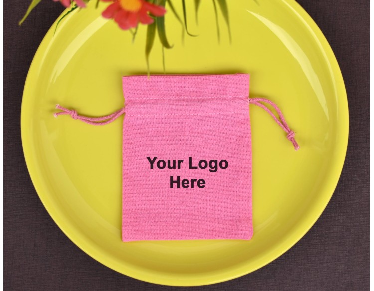 Pink Drawstring Jewellery Pouch, Jewelry Packaging Personalized Pouch, Party Favor Bags, Custom Logo Bags