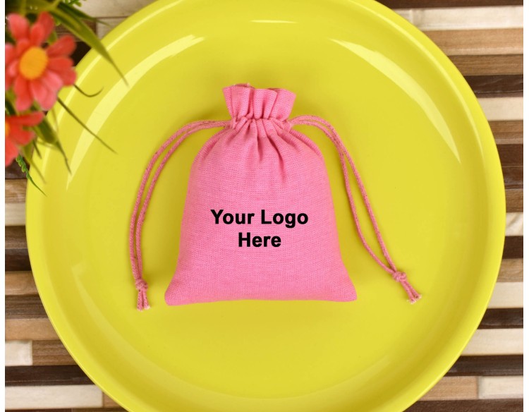 Pink Drawstring Jewellery Pouch, Jewelry Packaging Personalized Pouch, Party Favor Bags, Custom Logo Bags