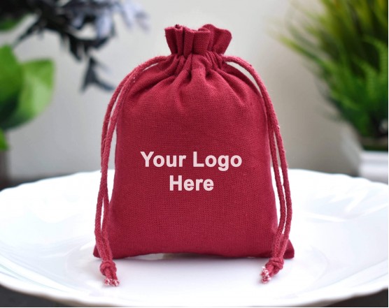 100 Red Custom Jewelry Pouches With Logo, Personalized Wedding Favor Bags