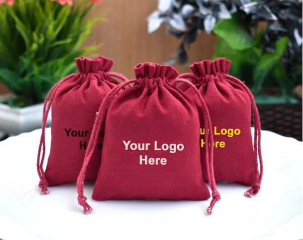 100 Red Custom Jewelry Pouches With Logo, Personalized Wedding Favor Bags