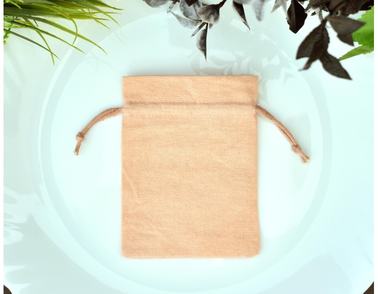 Peach Custom Drawstring Pouch, Reusable Eco Friendly Cotton Pouch, Jewellery Packaging