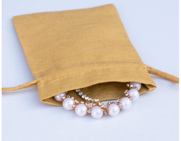 Set of 100 Custom Wedding Favor Pouch, Cotton Drawstring Jewelry Packaging Bag (Khaki, BG154)