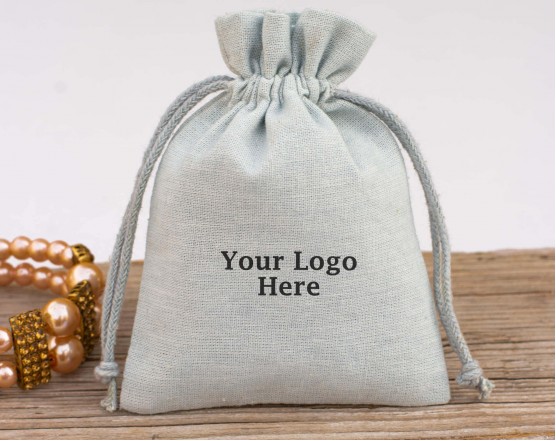 Custom Jewelry Packaging Pouch Personalized Wedding Favor Gift Bags (BG140, Pack of 100, Light Gray)