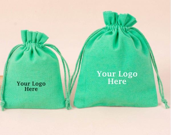Bagwalas Custom Drawstring Jewelry Packaging Pouch, Personalized Logo Print Bags (Pack Of 100, Sea Green)