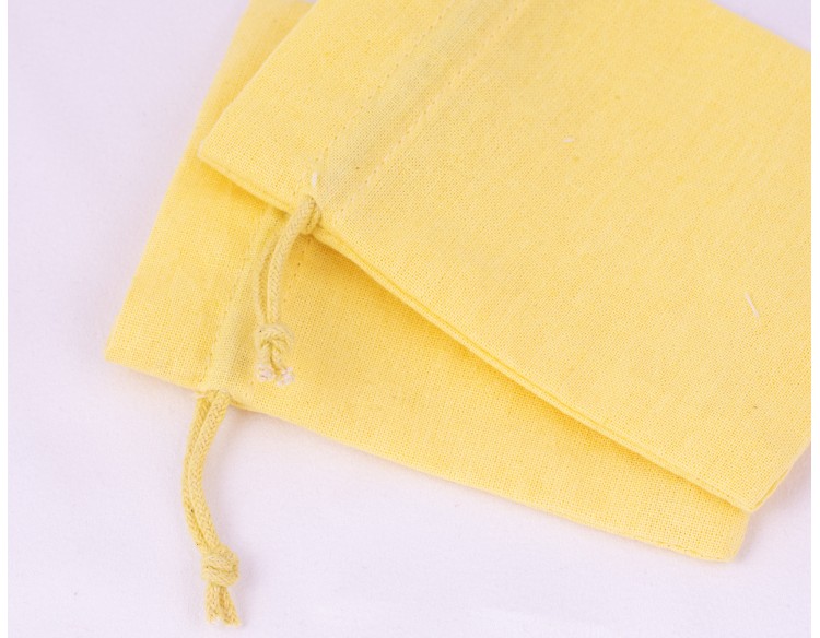 Set of 100 Yellow Custom Wedding Favor Pouch, Cotton Drawstring Jewelry Packaging Bag (Yellow, BG166)
