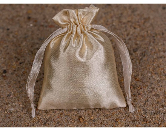 100 Beige Satin Drawstring Pouch Jewelry Packaging Pouch Custom Product Packaging Bag With Logo