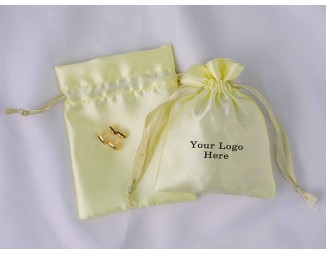 100 Lemon Satin Drawstring Pouch, Satin Jewelry Packaging Pouch With Logo, Satin Bag Favors