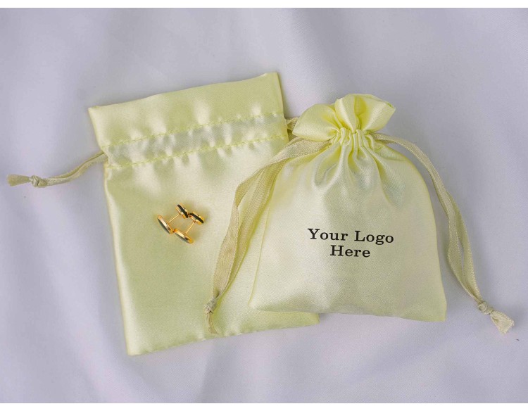 100 Lemon Satin Drawstring Pouch, Satin Jewelry Packaging Pouch With Logo, Satin Bag Favors