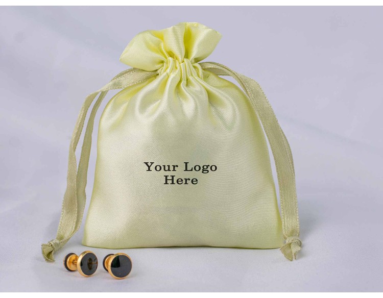 100 Lemon Satin Drawstring Pouch, Satin Jewelry Packaging Pouch With Logo, Satin Bag Favors