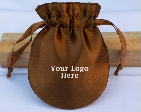 100 Brown Round Drawstring Jewelry Packaging Pouch Custom Product Packaging Bag With Logo