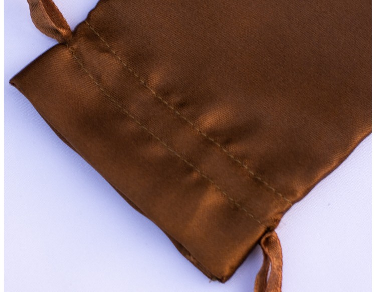 Pack Of 100 Brown Satin Drawstring Jewelry Pouch, Custom Satin Favor Bags With Logo