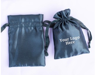 Pack Of 100 Dark Blue Satin Drawstring Jewelry Pouch, Custom Satin Jewelry Pouch With Logo