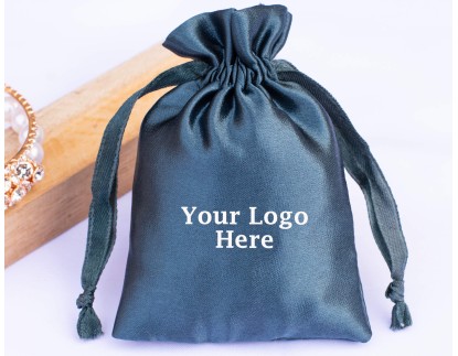 Pack Of 100 Dark Blue Satin Drawstring Jewelry Pouch, Custom Satin Jewelry Pouch With Logo