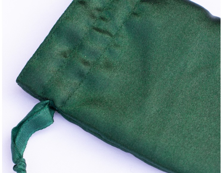 100 Round Green Custom Satin Jewelry Pouch With Logo, Small Satin Drawstring Bags