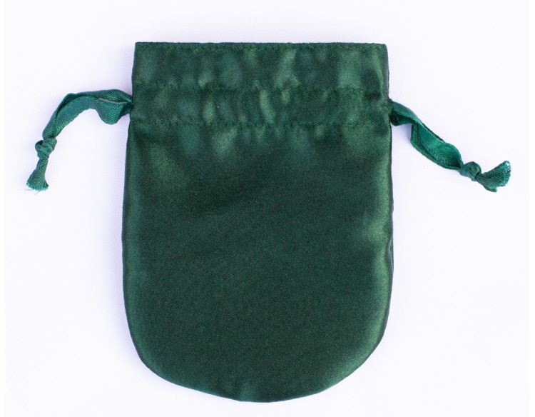 100 Round Green Custom Satin Jewelry Pouch With Logo, Small Satin Drawstring Bags