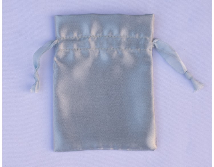 100 Gray Custom Satin Jewelry Pouch With Logo, Small Drawstring Bag (Satin Fabric)