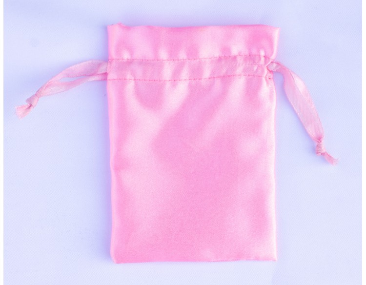 Set of 100 Custom Satin Drawstring Jewelry Pouch (Pink), Satin Jewelry Pouch, Satin Favor Bags