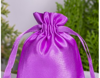100 Light Purple Satin Jewelry Pouch With Logo, Satin Drawstring Bags, Satin Favor Bags in Wholesale