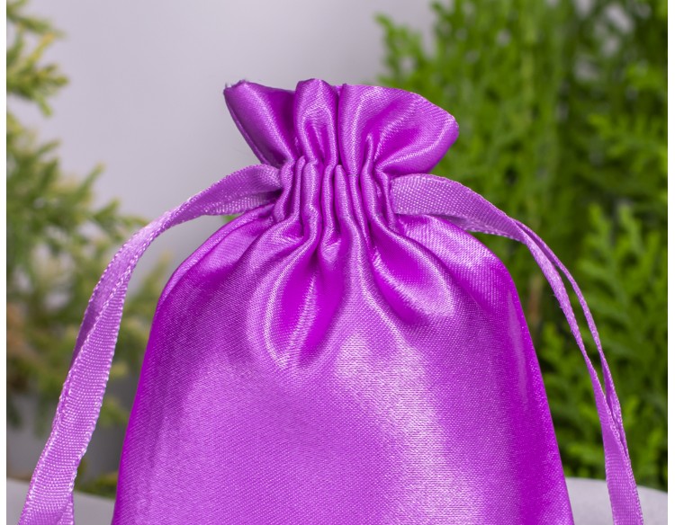 100 Light Purple Satin Jewelry Pouch With Logo, Satin Drawstring Bags, Satin Favor Bags in Wholesale