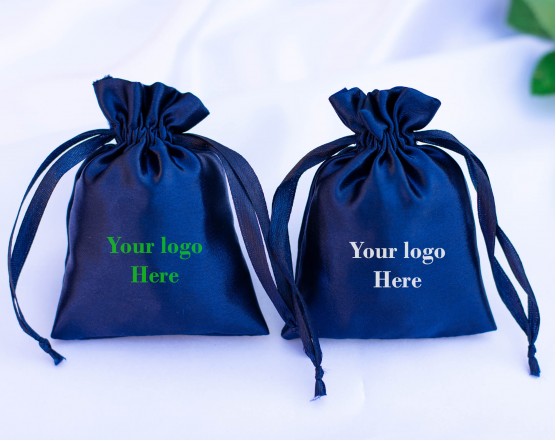 Blue Satin Jewelry Packaging Pouches, Custom Jewelry Packaging Bag (Pack Of 100)