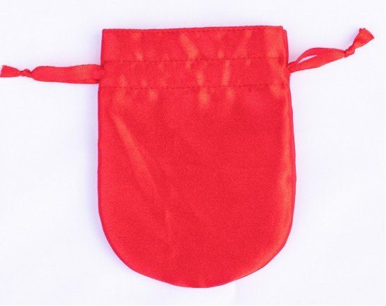 Pack Of 100 Round Red Satin Drawstring Jewelry Packaging Pouch, Custom Wedding Favor Bags With Logo