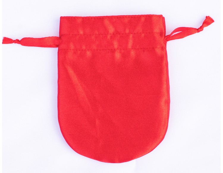 Pack Of 100 Round Red Satin Jewelry Pouch, Custom Satin Favor Bags For Wedding With Logo