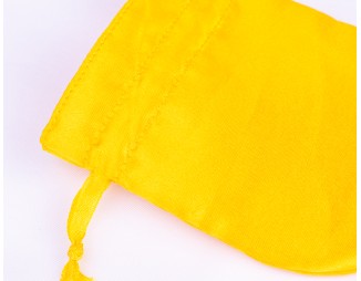 100 Yellow Round Satin Fabric Jewelry Pouch With Logo, Satin Bags, Satin Favor Bags