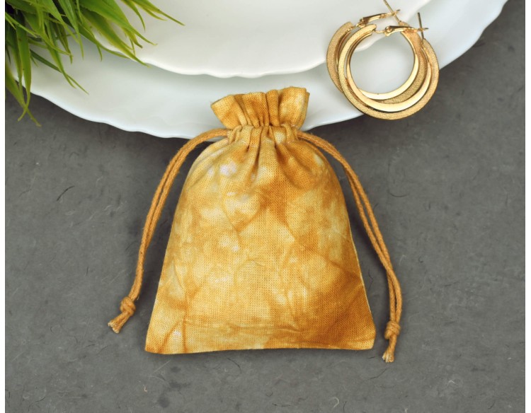 Tie Dye Yellow Custom Drawstring Pouch, Cotton Jewelry Package, Wedding Favor Bag