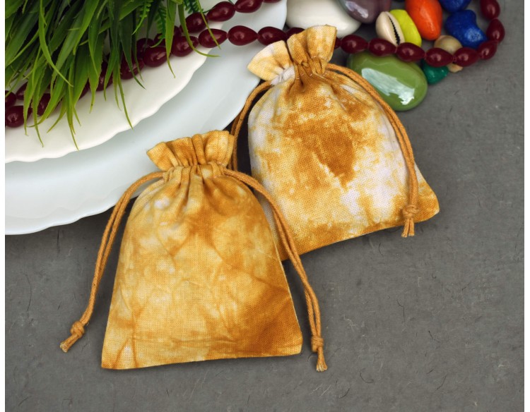 Tie Dye Yellow Custom Drawstring Pouch, Cotton Jewelry Package, Wedding Favor Bag