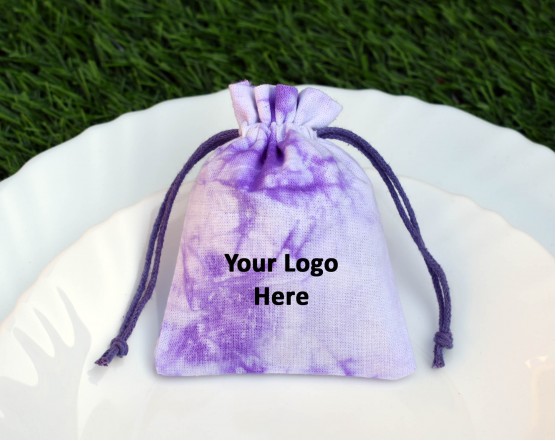 Purple Tye Dye Personalized Drawstring Pouch Jewellery Bags