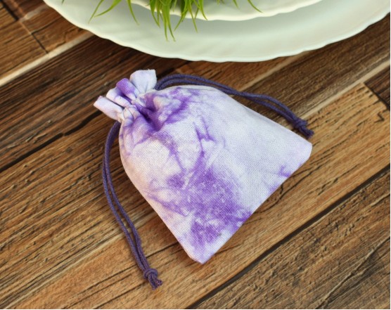 Purple Tye Dye Personalized Drawstring Pouch Jewellery Bags