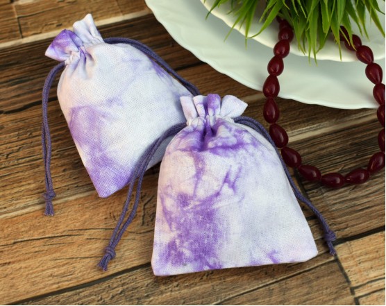 Purple Tie Dye Personalized Drawstring Pouch Jewellery Bags