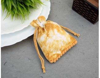 Yellow Tie Dye Custom Drawstring Pouch, Pom Pom Cotton Jewelry Packaging Bags, Wedding Favor Bag