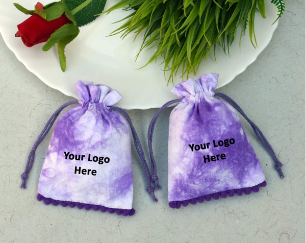 Purple Tie Dye Personalized Drawstring Pouch Bag, Wedding Favor Bags, Jewelry Packaging Pouches