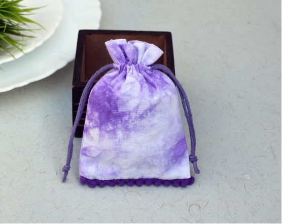 Purple Tie Dye Personalized Drawstring Pouch Bag, Wedding Favor Bags, Jewelry Packaging Pouches