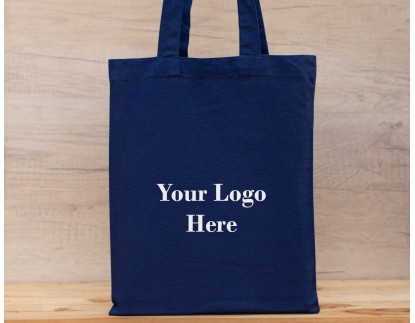 Pack Of 25 Blue Designer Tote Bags in Bulk, Shopping Bags, Promotional Bags With Custom Logo