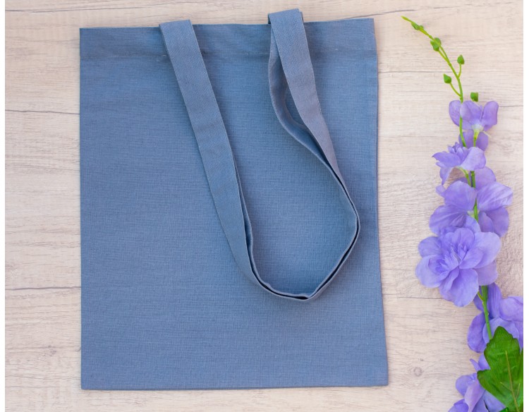 Pack of 25 Blueish Gray Cotton Designer Tote Bags in Bulk