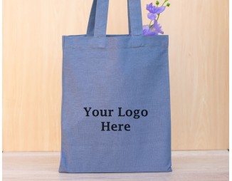 Pack of 25 Blueish Gray Cotton Designer Tote Bags in Bulk