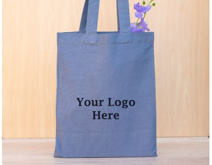 Pack of 25 Blueish Gray Cotton Designer Tote Bags in Bulk