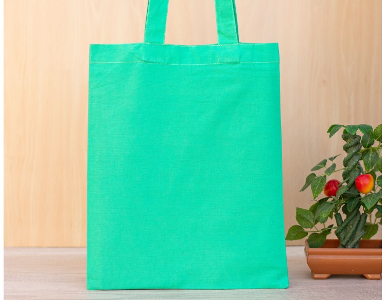 Pack of 25 Sea Green Cotton Tote Bags, Shoulder Bags for Women With Brand Logo