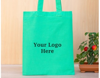 Pack of 25 Sea Green Cotton Tote Bags, Shoulder Bags for Women With Brand Logo