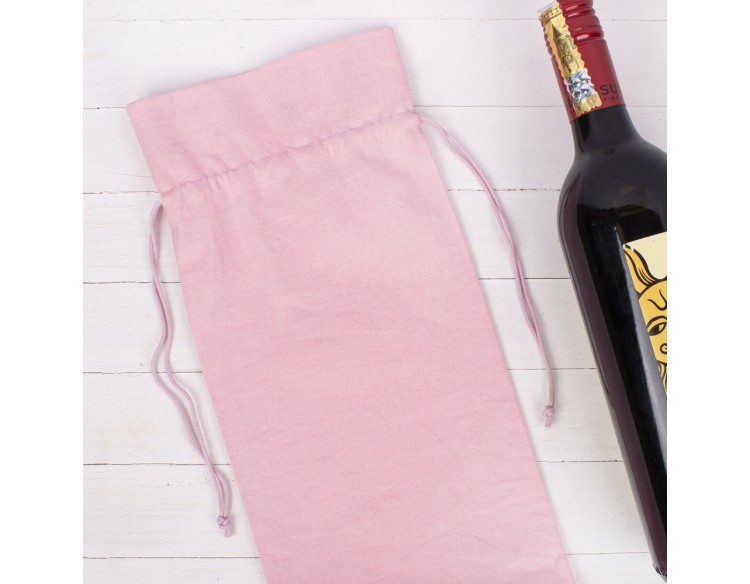 Pack of 100 Pink Cotton Wine Tote Bags, 100% Pure Organic Wine Gift Bags in Bulk