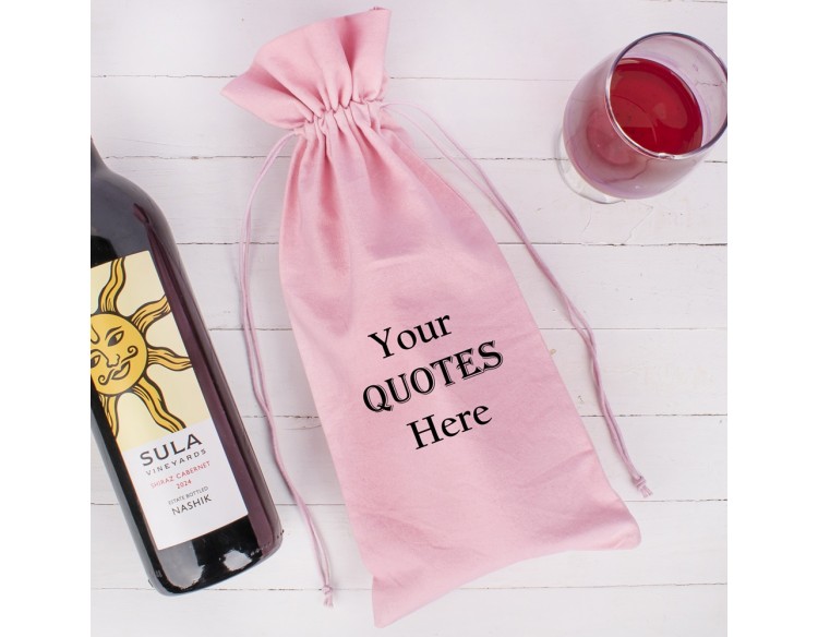 Pack of 100 Pink Cotton Wine Tote Bags, 100% Pure Organic Wine Gift Bags in Bulk