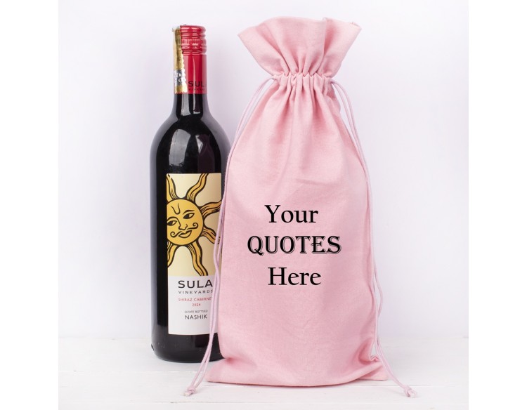 Pack of 100 Pink Cotton Wine Tote Bags, 100% Pure Organic Wine Gift Bags in Bulk