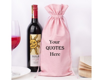 Pack of 100 Pink Cotton Wine Tote Bags, 100% Pure Organic Wine Gift Bags in Bulk
