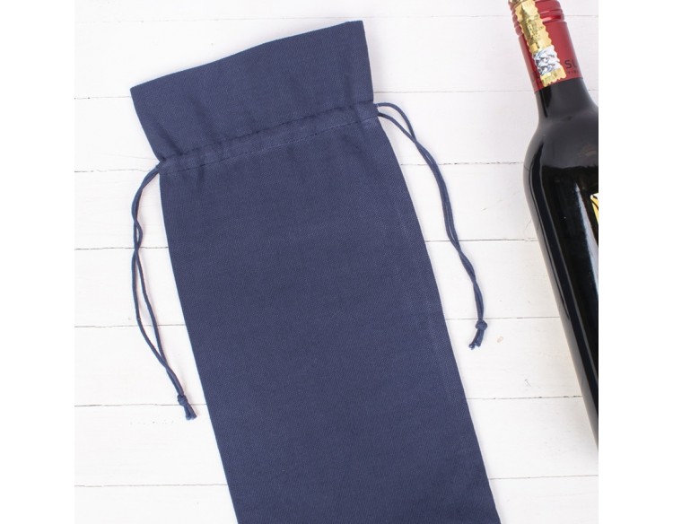 Pack of 100 Blue Beach Wine Tote Bags, Christmas Wine Bags, 100% Pure Cotton Wine Bags in Bulk