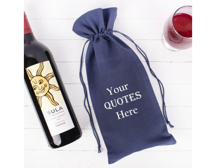 Pack of 100 Blue Beach Wine Tote Bags, Christmas Wine Bags, 100% Pure Cotton Wine Bags in Bulk