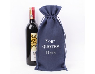 Pack of 100 Blue Beach Wine Tote Bags, Christmas Wine Bags, 100% Pure Cotton Wine Bags in Bulk