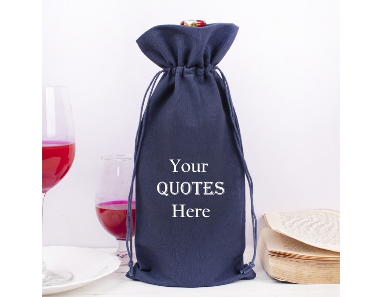 Pack of 100 Dark Blue Wine Tote Bags in Bulk, Christmas Wine Gift Bags, 100% Pure Cotton Beach Wine Tote Bag