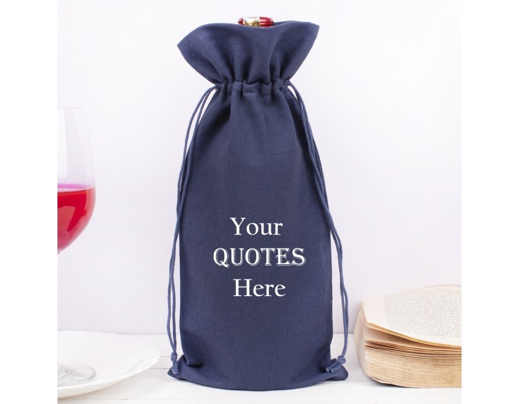 Pack of 100 Dark Blue Wine Tote Bags in Bulk, Christmas Wine Gift Bags, 100% Pure Cotton Beach Wine Tote Bag